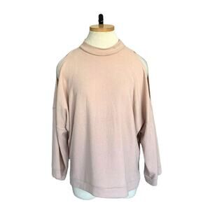 NWT 1.STATE Open Shoulder Blush Frost Cozy Lounge Top Soft Comfy Medium MSRP $59